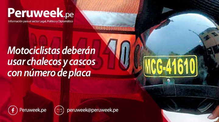 Motociclistas deberán usar chalecos y cascos con número de placa