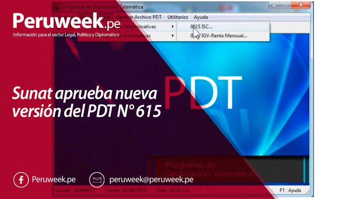 Sunat aprueba nueva versión del PDT N° 615