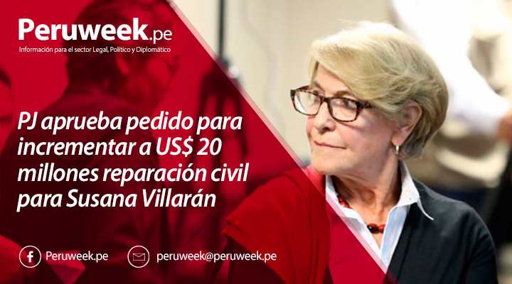 PJ aprueba pedido para incrementar a US$ 20 millones reparación civil para Susana Villarán