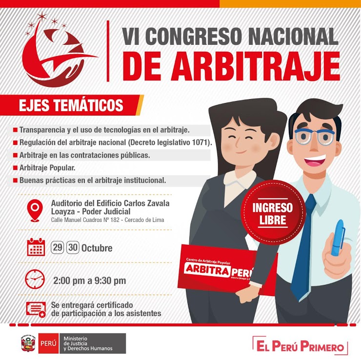 Mañana inicia el VI Congreso Nacional de Arbitraje