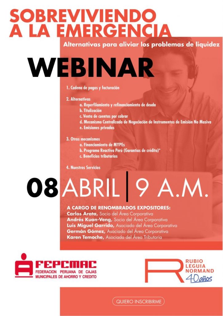 Webinar: ¿Qué pueden hacer los empresarios para aliviar sus problemas de liquidez? ( 8 de abril | 9am)