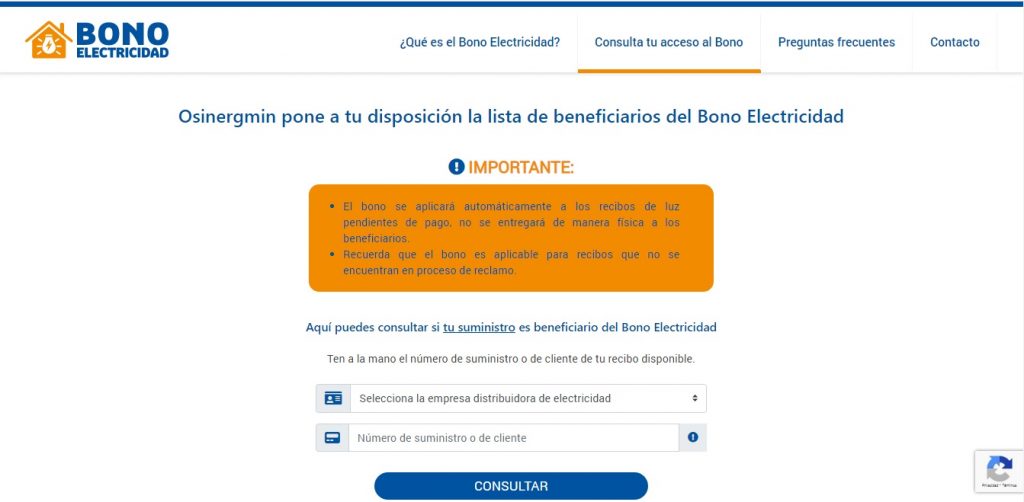 Bono Electricidad: Osinergmin aprueba la lista de beneficiarios del subsidio por S/ 160