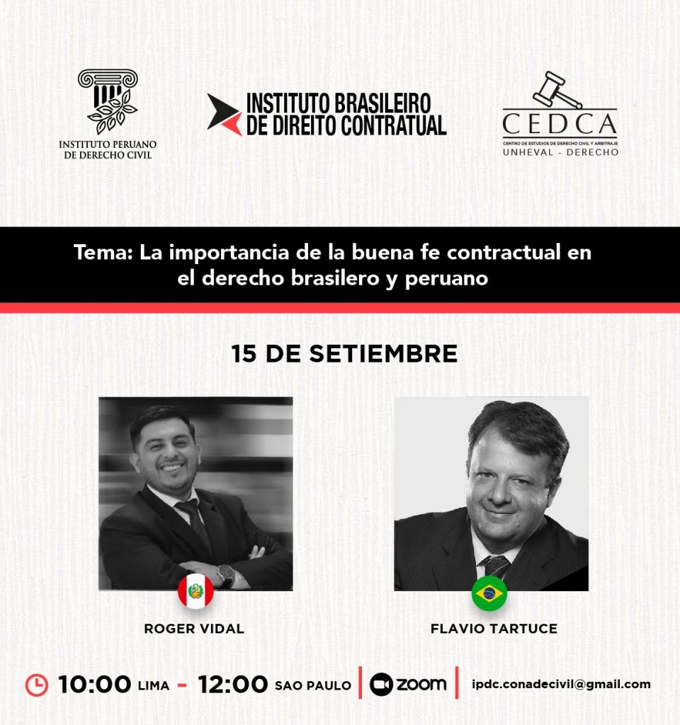 Webinar: La importancia de la buena fe contractual en el derecho brasilero y peruano (Martes 15 de setiembre | 10am)