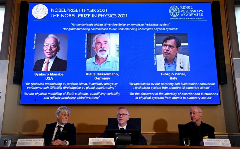 Los co-ganadores de el Premio Nobel de Física (LR) 2021