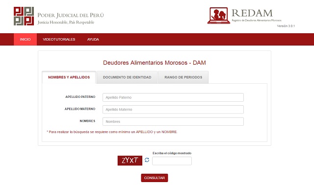 Registro de Deudores Alimentarios Morosos REDAM